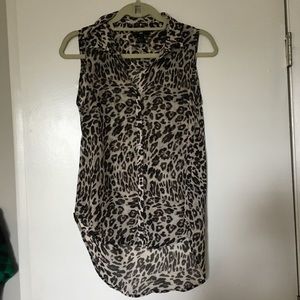 H&M Sheer Cheetah Tank Top Blouse